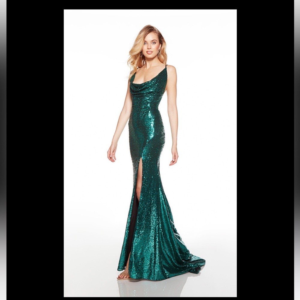 Emerald Green Sequin Halter Gown